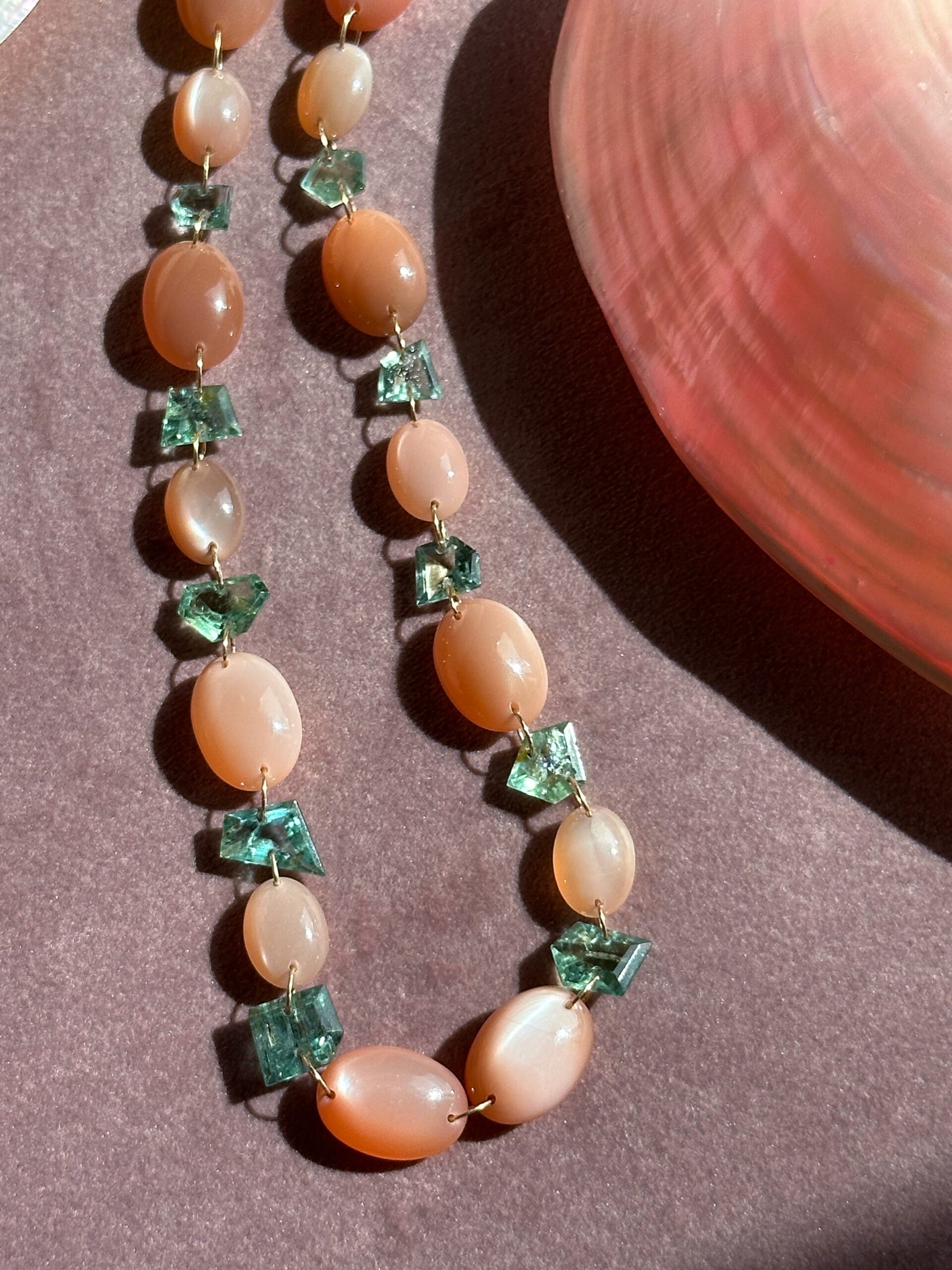 Moonstone and Apatite Riviere Necklace - Image 3