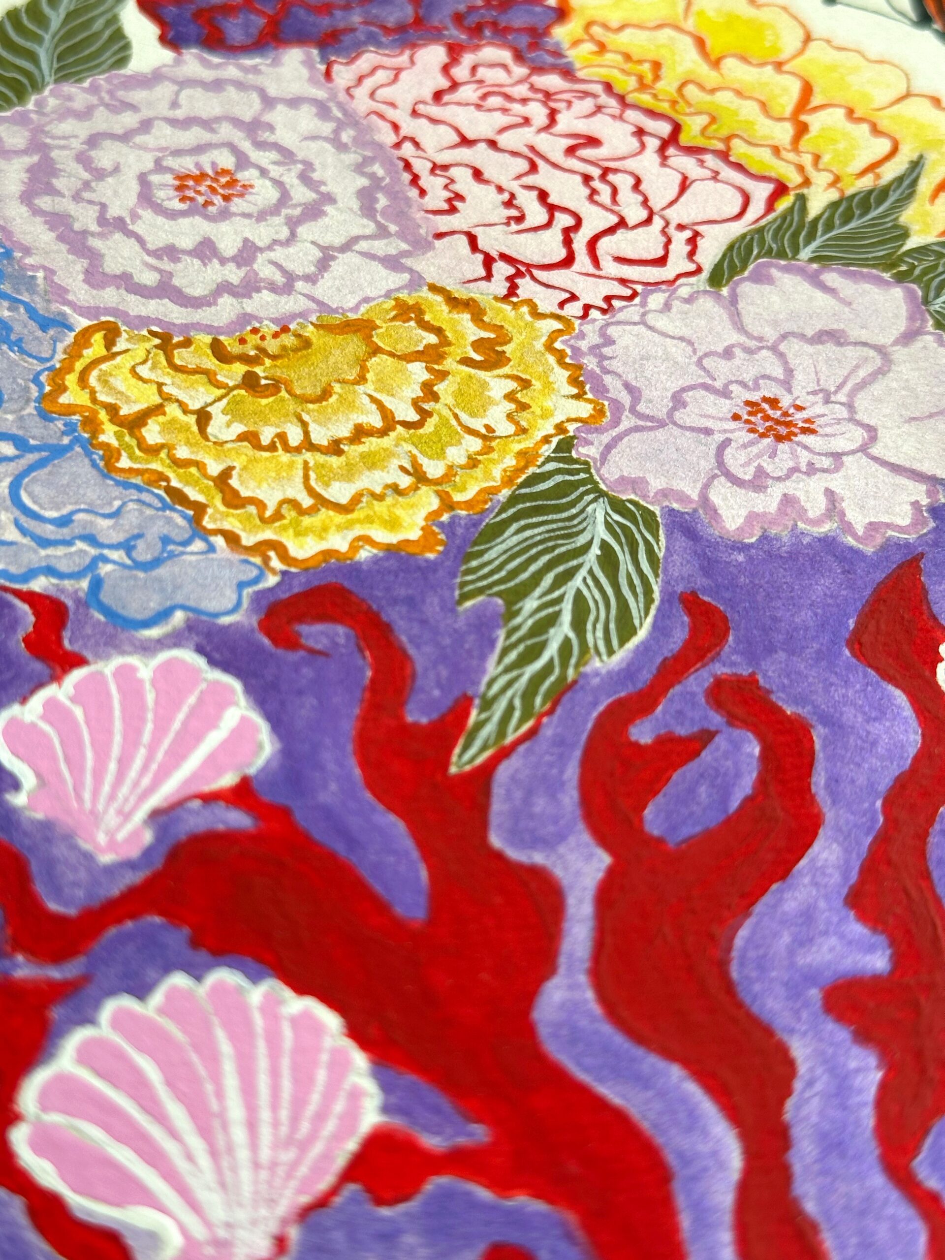 Red Coral and Pink Scallops Vase - Image 2